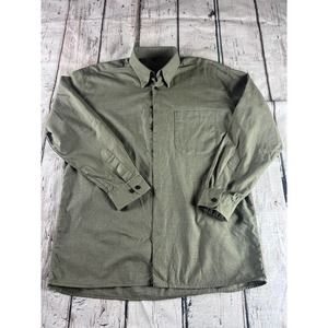 Signature Jack Lipson Mens Button Down Shirt Green Size Large